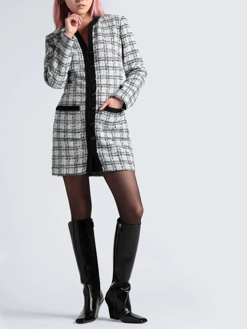 maje Rizuli Plaid Tweed Mini Dress